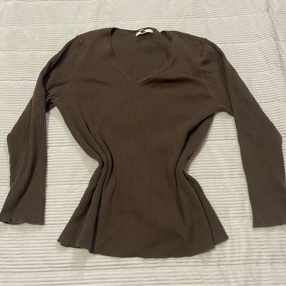 Vintage Merona Long Sleeve V-Neck, Ribbed Material - Picture 1 of 2
